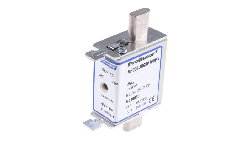 Mersen 100A 000 FF NH Centred Tag Fuse, aR, 690V ac