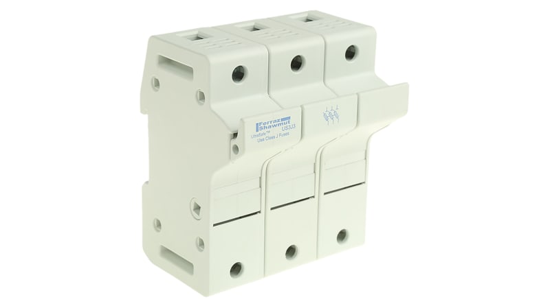 Mersen 30A Rail Mount Fuse Holder for 22 x 58mm Fuse, 3P, 600V ac