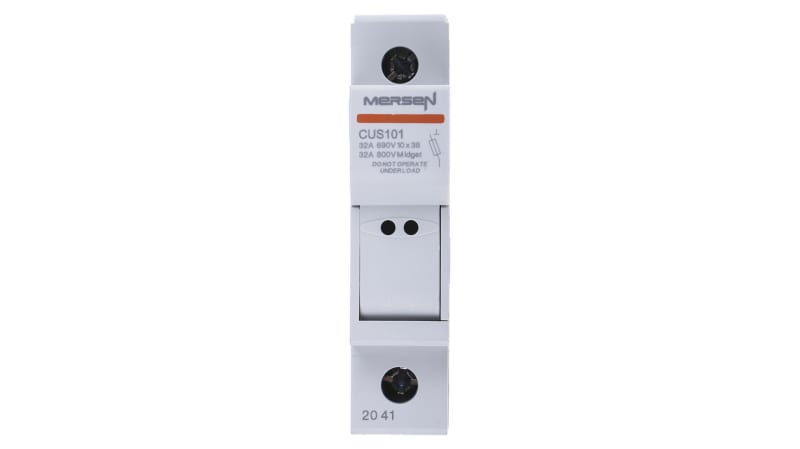 Mersen 32A Rail Mount Fuse Holder for 10 x 38mm Fuse, 1P, 690 → 1000V ac/dc