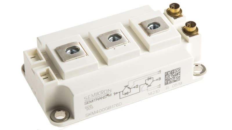 Semikron SKM400GB176D Dual Half Bridge IGBT Module, 430 A 1700 V, 7-Pin SEMITRANS3, Panel Mount